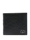 Valentino Ostrich-effect Leather Wallet In Black