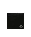 Valentino Ostrich-effect Leather Wallet In Black