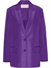 Valentino Silk Hidden Waist Drawstring Blazer In Purple