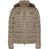 Valentino Down Jacket In Nylon With Toile Iconographe Print In Neutrals/black