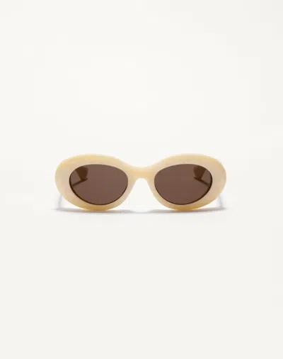 Valentino Garavani Valentino Oval Acetate Eyewear Woman Ivory/brown 50