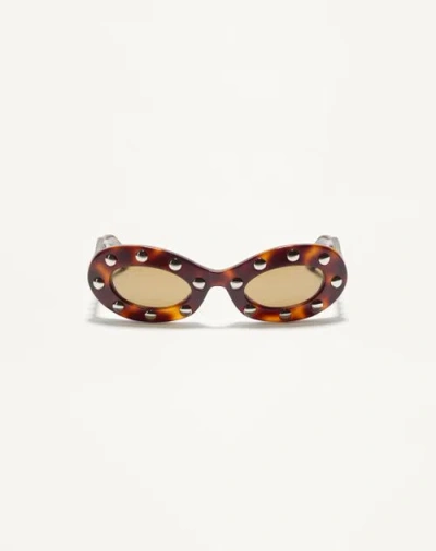 Valentino Garavani Valentino Oval Acetate Glasses Woman Havana/brown 48