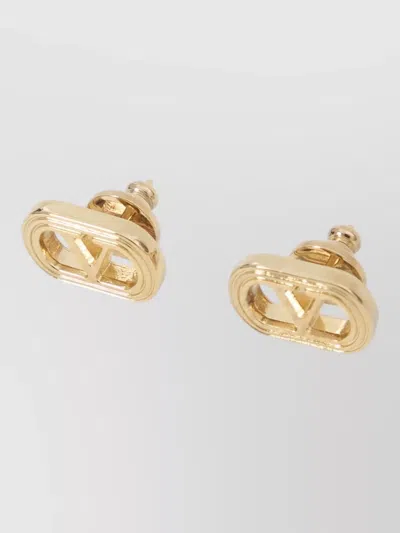 Valentino Garavani Oval Brass Stud Earrings Modern Design