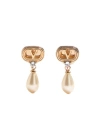 Valentino Swarovski Crystal-embellished Ovalette Logo Earrings In Gold