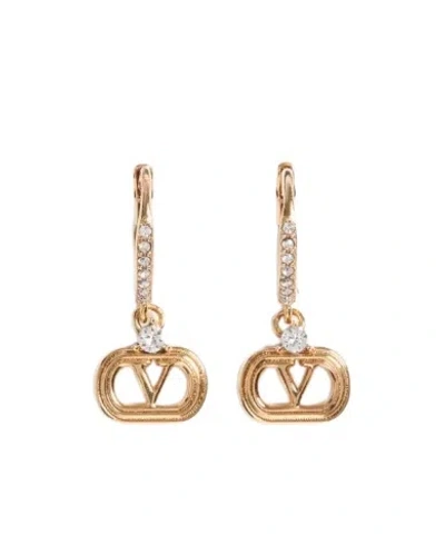 VALENTINO GARAVANI OVALETTE METAL AND SWAROVSKI CRYSTAL EARRINGS
