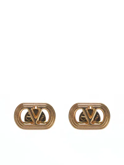 Valentino Garavani Gold Metal Ovalette Earrings
