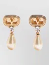 Valentino Swarovski Crystal-embellished Ovalette Logo Earrings In Brown