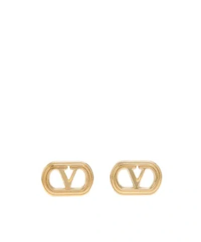 Valentino Garavani Oval Metal Earrings In Yellow