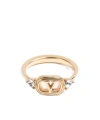 Valentino Swarovski Crystal-embellished Ovalette Logo Ring In Gold