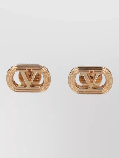 Valentino Garavani Oval Shape Stud Design Metal Earrings In Orange