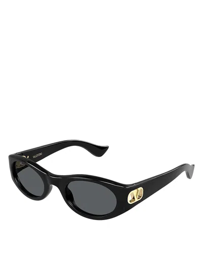 Valentino Oval Sunglasses, 52mm In Black