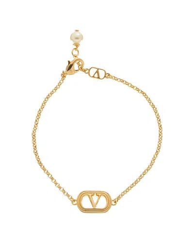 Valentino Garavani Valentino Oval Swarovski Bracelet In Gold