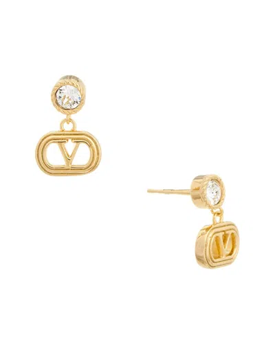 Valentino Garavani Valentino Oval Swarovski Earrings In Gold