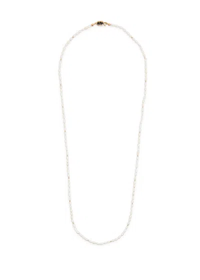 Valentino Garavani Valentino Ovalette Beaded Pearl Necklace In Silver