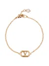 Valentino Adjustable Chain Link Bracelet With Pearl Detail
