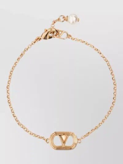 Valentino Garavani Ovalette Bracelet Chain Link Pearl Accent