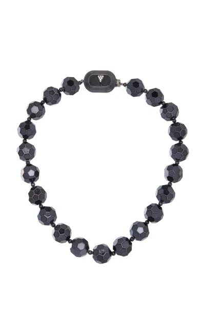 Valentino Garavani Ovalette Crystal-embellished Necklace In Black