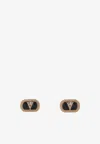 Valentino Ovalette Crystal Paved Stud Earrings In Gold