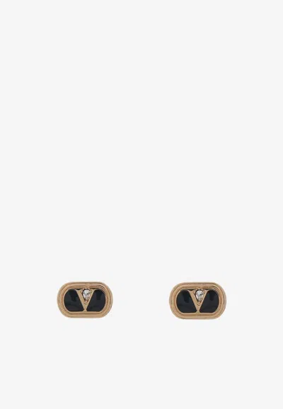 Valentino Garavani Ovalette Crystal Paved Stud Earrings In Gold