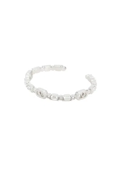 Valentino Garavani Ovalette Cuff Bracelet In Rhodium & Crystal