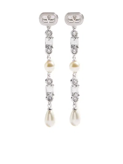 Valentino Garavani Ovalette Metal, Pearl And Swarovski® Crystal Earrings