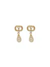 Valentino Swarovski Crystal-embellished Ovalette Logo Earrings In Gray