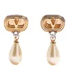 Valentino Swarovski Crystal-embellished Ovalette Logo Earrings In Gold