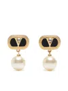 Valentino Garavani Oval Earrings With Swarovski Pearl Women In Neutrals
