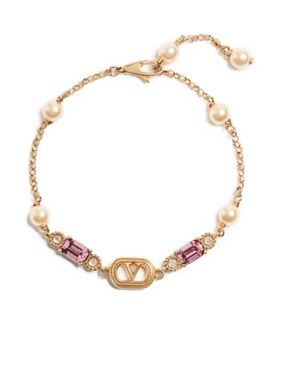 Valentino Garavani Swarovski-embellished Ovalette Bracelet In Gold
