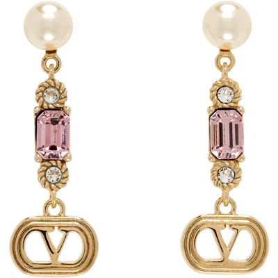 Valentino Garavani Ovalette Faux-pearl & Swarovski Crystal Earrings In Buk Oro/light Gold/l