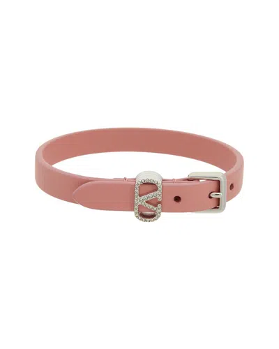 Valentino Garavani Valentino Ovalette Leather & Swarovski Bracelet In Pink