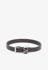 Valentino Ovalette Leather Bracelet In Brown
