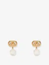 Valentino Ovalette Metal Earrings With Swarovski Pearls In Gold