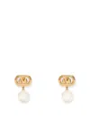 Valentino Ovalette Metal Earrings With Swarovski Pearls In Gold