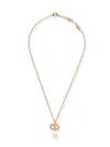 Valentino Chain Link Necklace Pearl Pendant In Gold