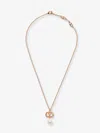 Valentino Chain Link Necklace Pearl Pendant In Gold