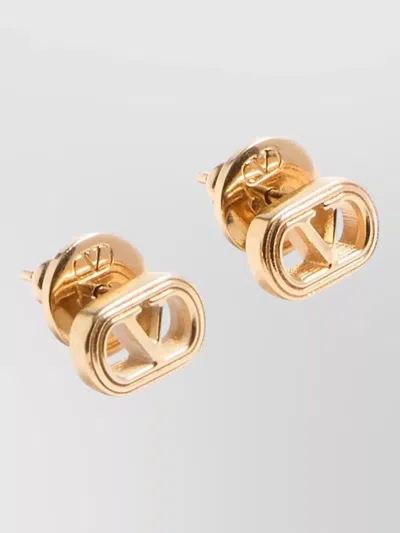 Valentino Garavani Ovalette Metal Stud Earrings Small Size In Gold