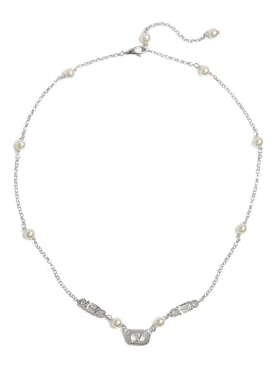 Valentino Garavani Ovalette Necklace In Silver