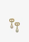 Valentino Swarovski Crystal-embellished Ovalette Logo Earrings In Gold