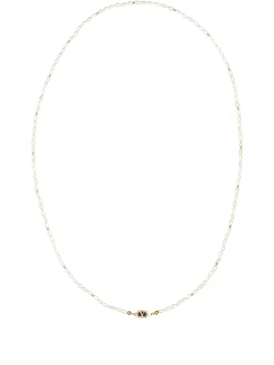 Valentino Garavani Oval Pearls Necklace With 70 Cm Circumference In Gold