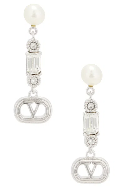 Valentino Garavani Ovalette Perla Earrings In Metallic