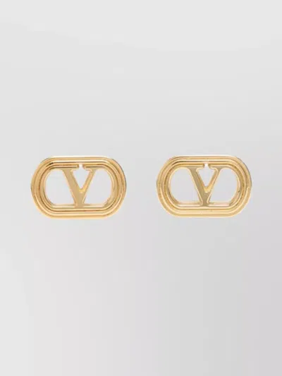 Valentino Garavani Ovalette Stud Earrings Featuring Vlogo In Gold