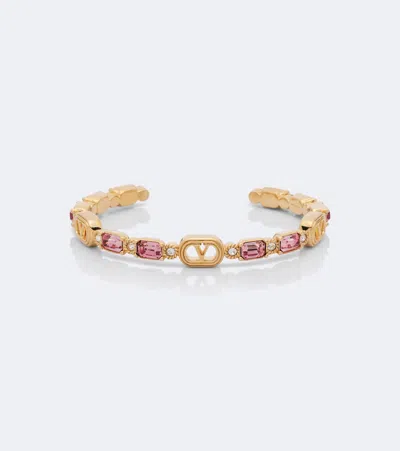 Valentino Garavani Ovalette Swarovski-embellished Cuff Bracelet In Gold
