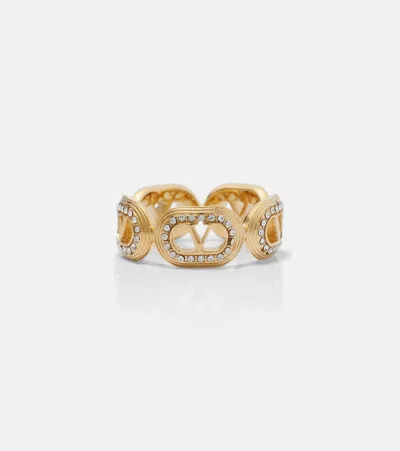 Valentino Garavani Ovalette Swarovski-embellished Ring In Gold