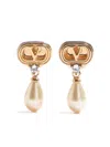 Valentino Swarovski Crystal-embellished Ovalette Logo Earrings In Gold