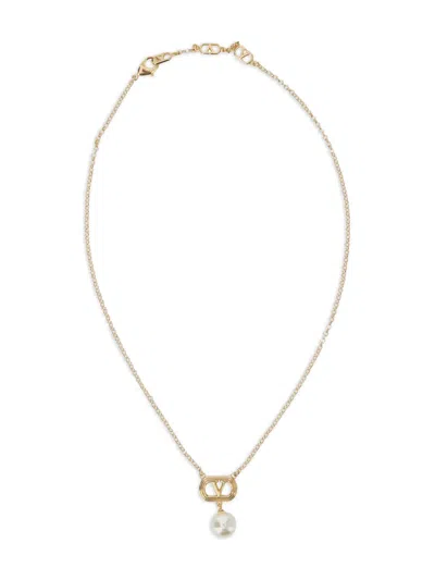 Valentino Garavani Ovalette V-logo Necklace In Gold