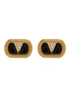 Valentino Ovalette Vlogo Enamelled Stud Earrings In Black
