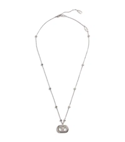 Valentino Garavani Ovalette Vlogo Necklace In Silver