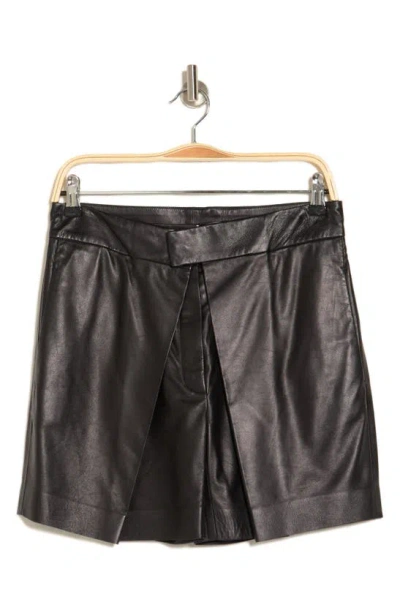 Valentino Overlay Panel Leather Shorts In Nero