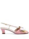 Valentino Scarpe Con Tacco Bowow In Tessuto Rosa Donna In Pink